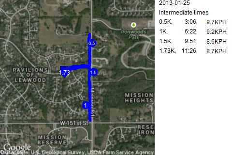 Map of January 25, 2013 run