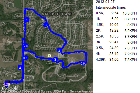 Map of January 27, 2013 run