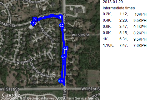 Map of January 29, 2013 run