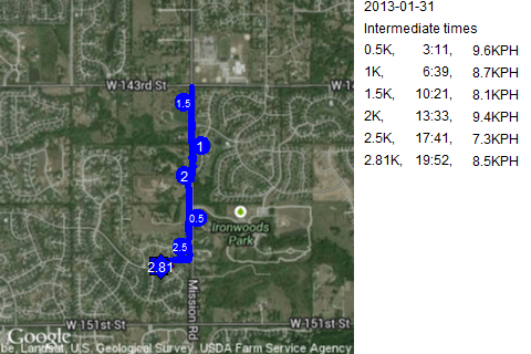 Map of January 31, 2013 run