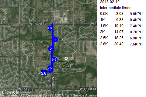 Map of February 10, 2013 run