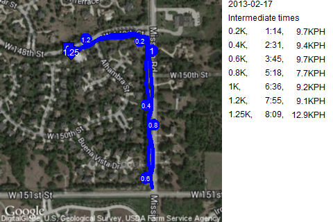 Map of February 17, 2013 run