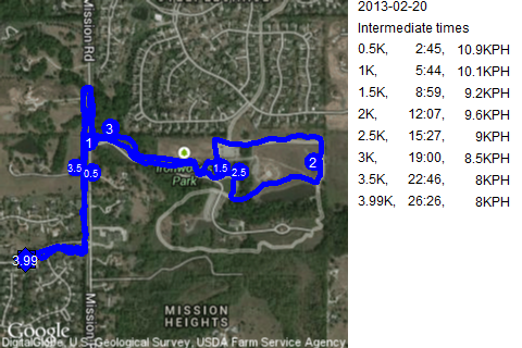 Map of February 20, 2013 run