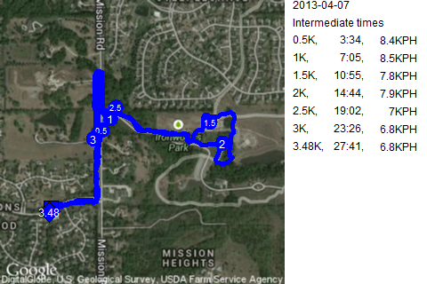 Map of April 7, 2013 run