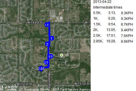 Map of April 22, 2013 run