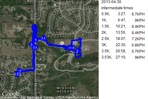 Map of April 30, 2013 run