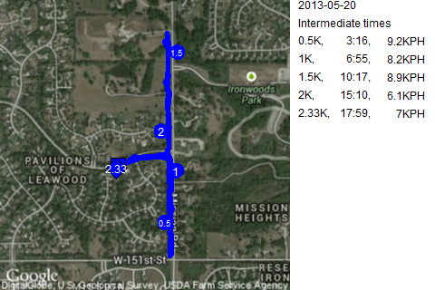 Map of May 20, 2013 run