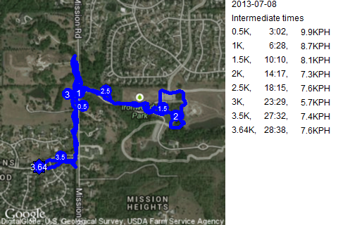 Map of July 8, 2013 run