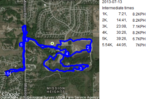 Map of July 13, 2013 run