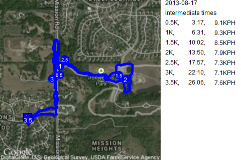 Map of August 17, 2013 run