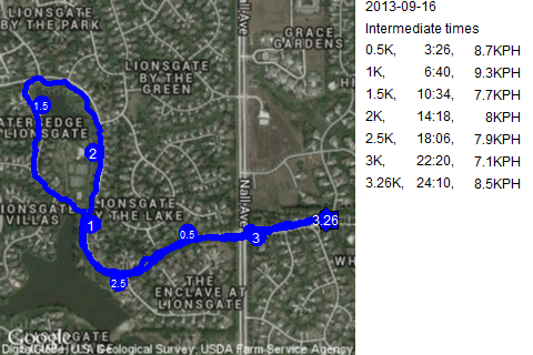 Map of September 16, 2013 run