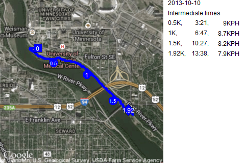 Map of October 10, 2013 run