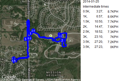 Map of January 25, 2014 run