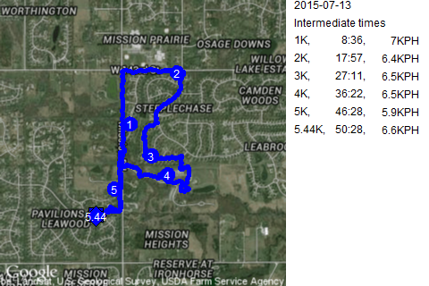 Map of July 13, 2015 run