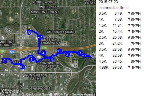 Map of July 23, 2015 run