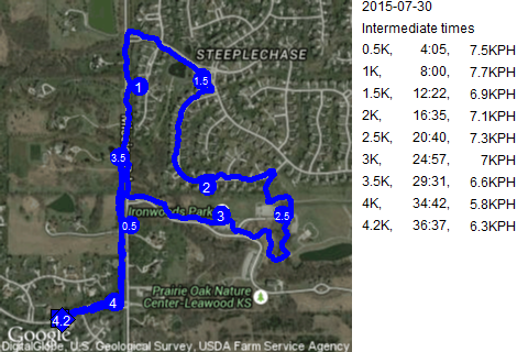 Map of July 30, 2015 run