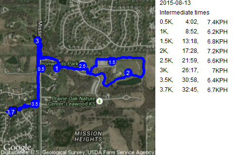 Map of August 13, 2015 run