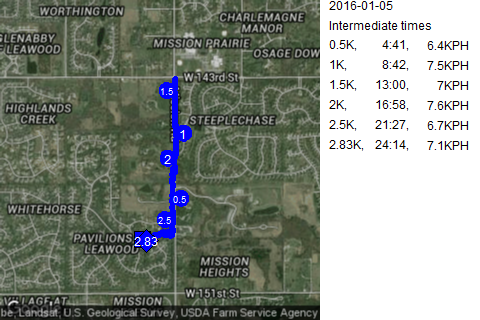 Map of January 5, 2016 run