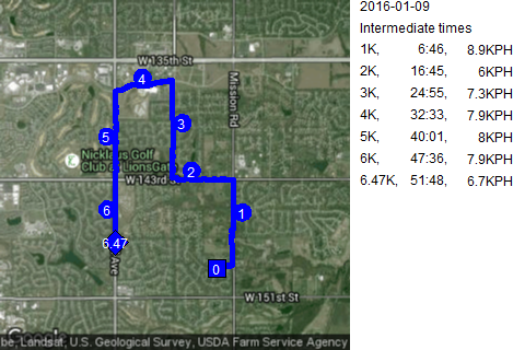 Map of January 9, 2016 run