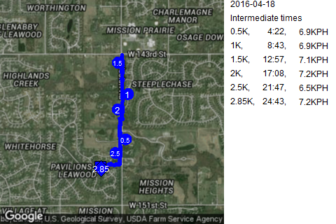 Map of April 18, 2016 run