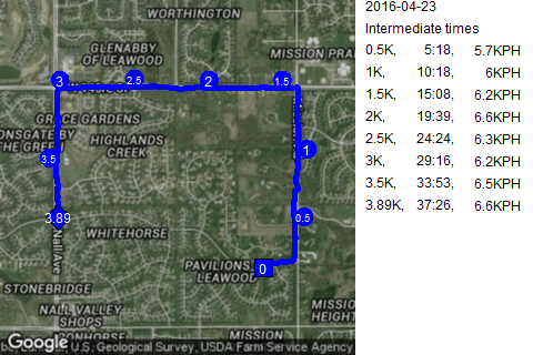 Map of April 23, 2016 run