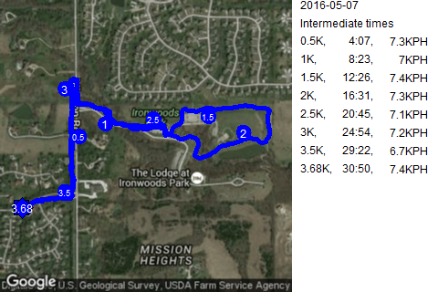 Map of May 7, 2016 run