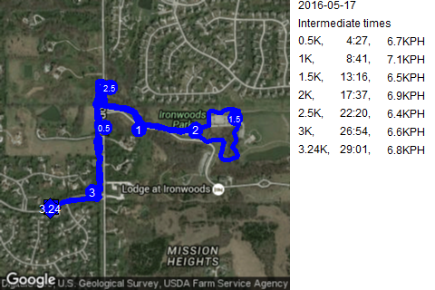 Map of May 17, 2016 run