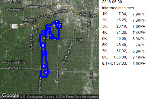 Map of May 30, 2016 run