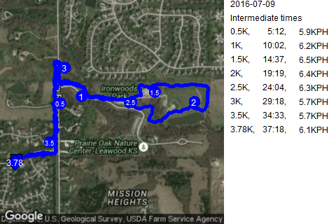 Map of July 9, 2016 run