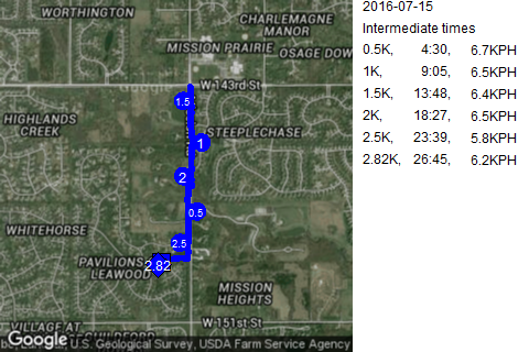 Map of July 15, 2016 run