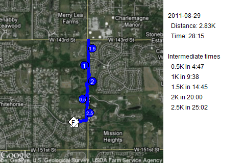 Map of August 29, 2011 run