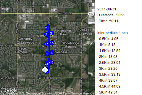 Map of August 31, 2011 run