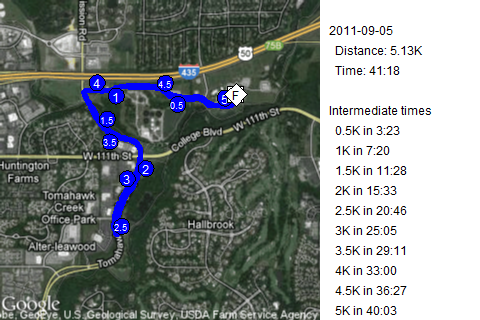 Map of September 5, 2011 run