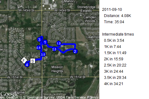 Map of September 10, 2011 run