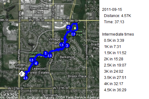 Map of September 15, 2011 run